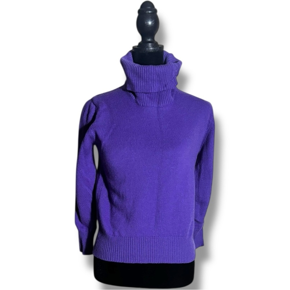 Bogner Vintage Cozy Vibrant Purple Turtleneck Long Sleeve Relaxed Fit Sweater